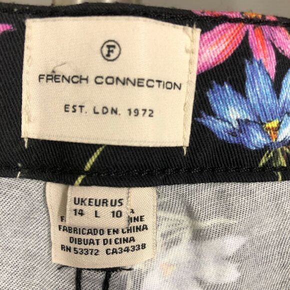 FRENCH CONNECTION Black 2 Prints Floral Midrise Tapered Leg 5 Pocket Jeans Sz 10 - Picture 7 of 8